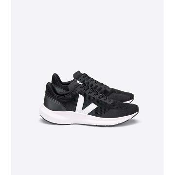 Black/White Men's Veja MARLIN V-KNIT Running Shoes | AU 141WNB